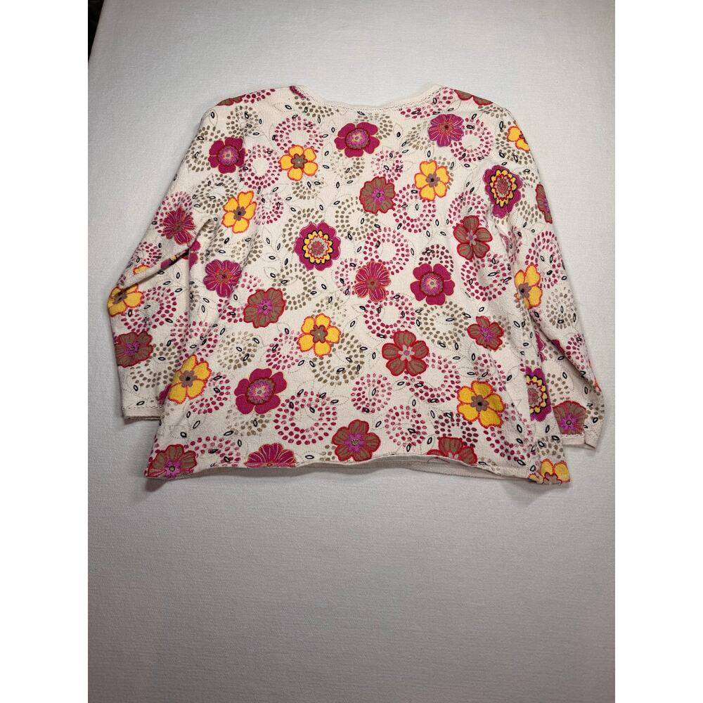 Sigrid Olsen Sport Floral Embroidered Beaded Sweater Top Women L Boho Cottage - Picture 2 of 6